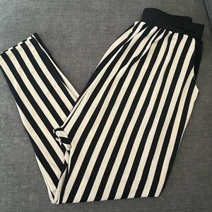 Forever 21 Cream and Black Track Pants with Bold Striped Pattern with pockets